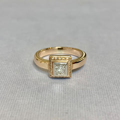 9ct Rose Gold & Palladium 50pt Princess Cut Diamond Engagement Ring - R1879