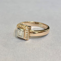 9ct Rose Gold & Palladium 50pt Princess Cut Diamond Engagement Ring - R1879