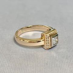 9ct Rose Gold & Palladium 50pt Princess Cut Diamond Engagement Ring - R1879