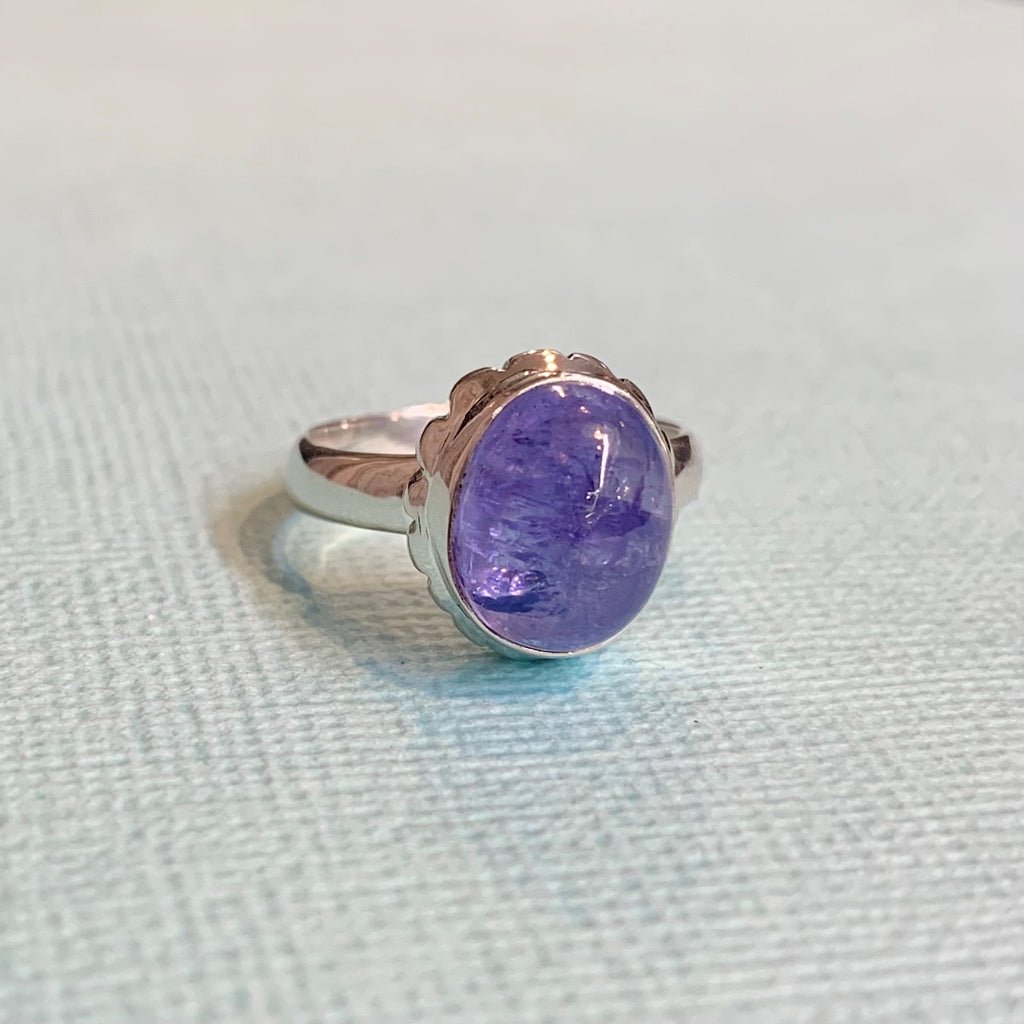 Sterling Silver Oval Tanzanite Ring - G8502