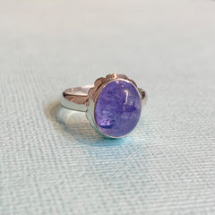 Sterling Silver Oval Tanzanite Ring - G8502