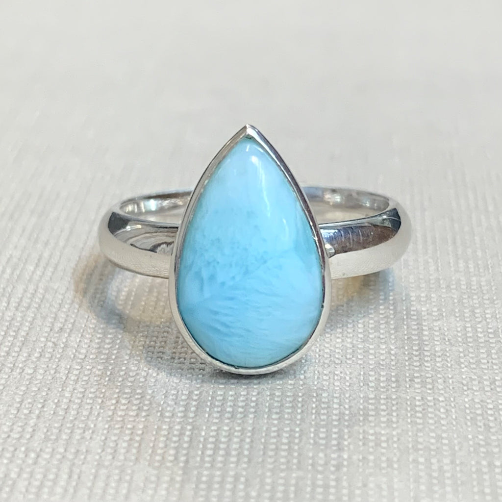 Sterling Silver Pear-Shaped Larimar Ring - R2750