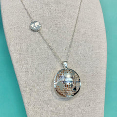 Sterling Silver & Rose Gold Plated World Map Necklace - G8398