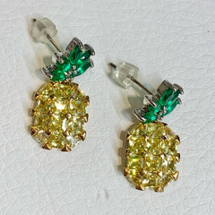 Sterling Silver Cubic Zirconia Pineapple Stud Earrings - G5054
