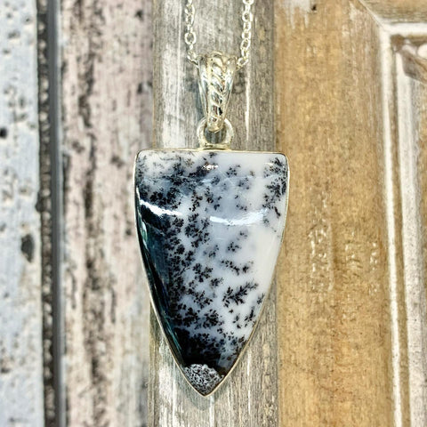Sterling Silver Dendritic Agate Cabochon Pendant - G7593