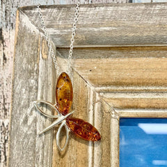 Sterling Silver Amber Butterfly Pendant - G8803