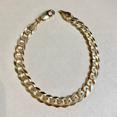 9ct Yellow Gold Flat Unisex Curb Link Bracelet - G5802