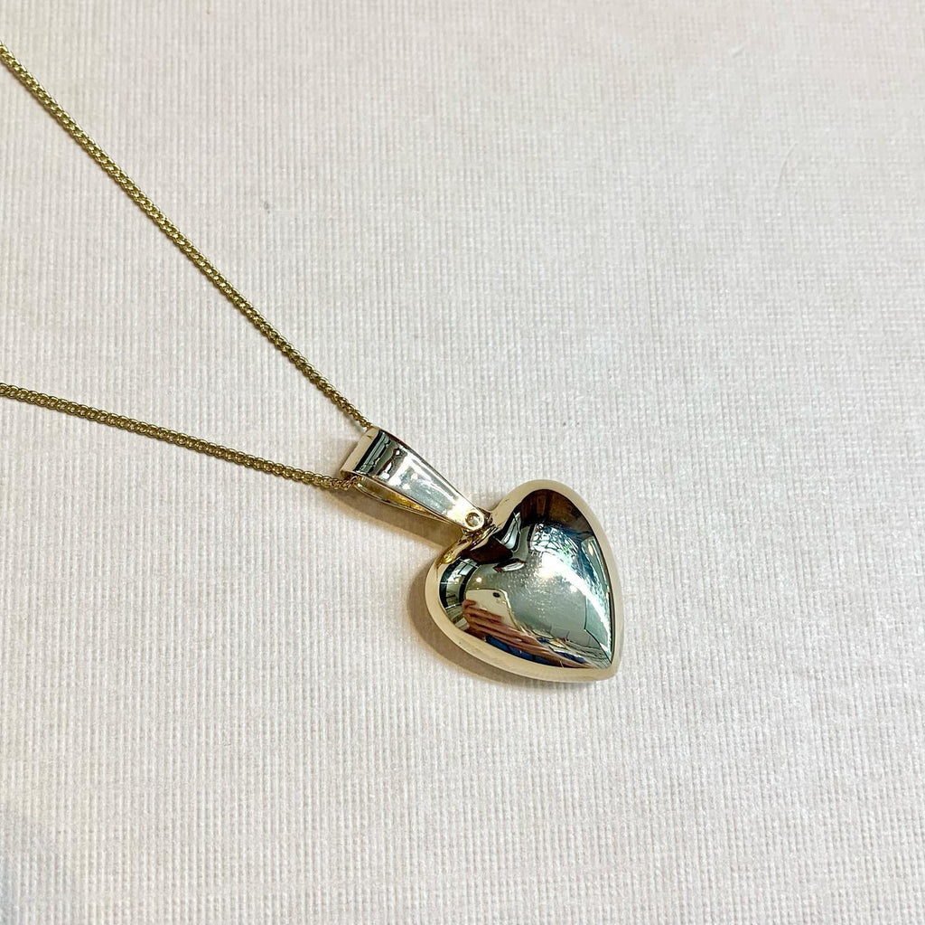 9ct Yellow Gold Hollow Puffy Heart Pendant - G7544