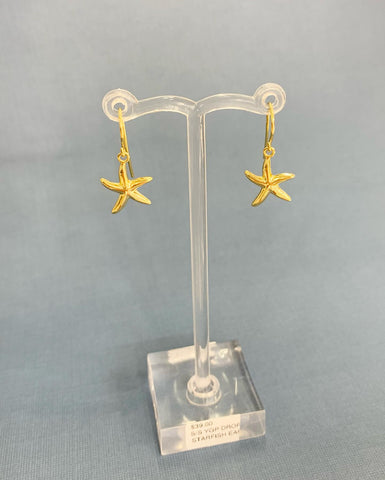 Sterling Silver & Yellow Gold Plated Starfish Earrings - G8907