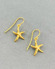 Sterling Silver & Yellow Gold Plated Starfish Earrings - G8907