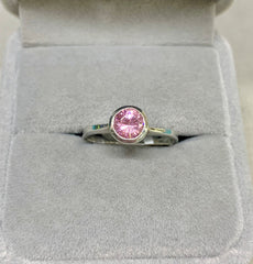 Sterling Silver Pink Tourmaline Fine Ring - G7468