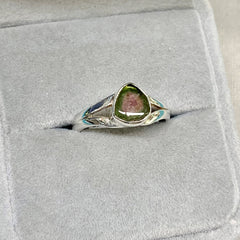 Sterling Silver Triangular Watermelon Tourmaline ring - G8536