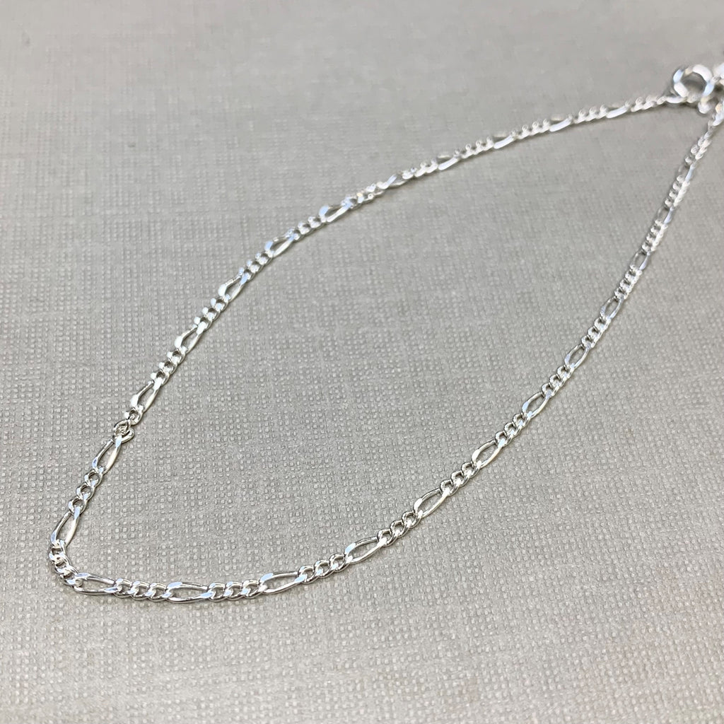Sterling Silver 1+3 Figaro Chain Anklet - G8906