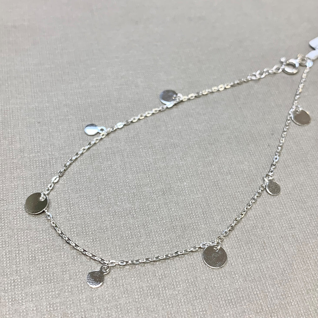 Sterling Silver Disc Charm Anklet - G8902