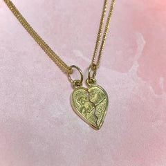 9ct Yellow Gold Best Friends Heart Pendants - G1201
