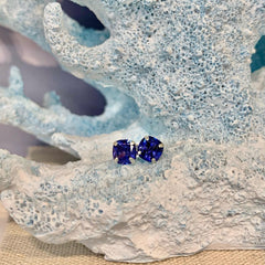 Sterling Silver Blue Cubic Zirconia Studs - G7974