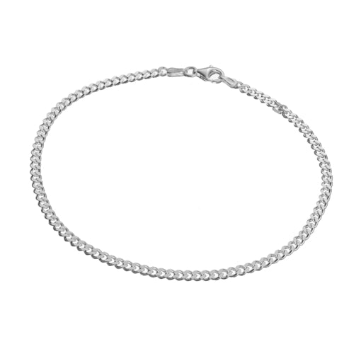 Sterling Silver Curb Link Chain Anklet - G9106