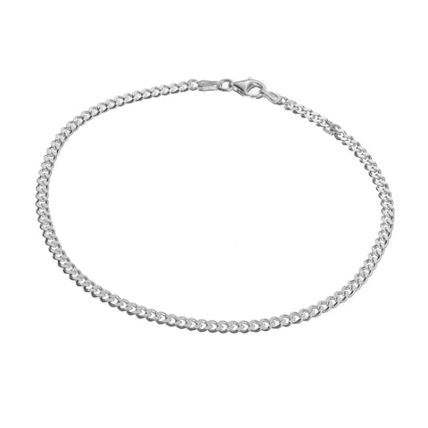 Sterling Silver Curb Link Chain Anklet - G9106