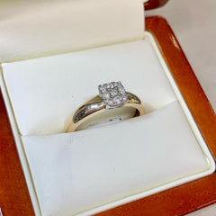 9ct Yellow Gold Diamond Ring with White Gold Setting - R2382
