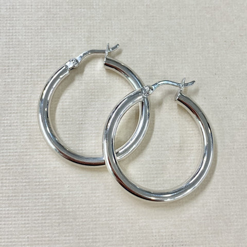 Sterling Silver 25mm Hoop Earrings - G9058