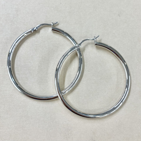 Sterling Silver Large 45mm Hoop Earrings - G9057