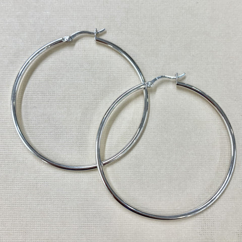 Sterling Silver Large Hoop Earrings - G9056