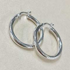 Sterling Silver 25mm Hoop Earrings - G9058