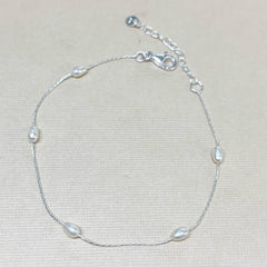 Sterling Silver Freshwater Pearl Fine Chain Bracelet - G8987