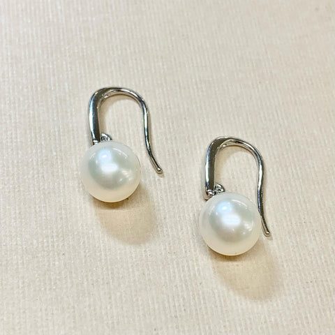 Sterling Silver Petite Pearl Drop Earrings - G9037
