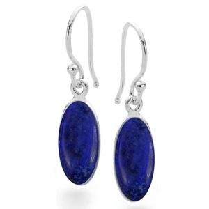 Sterling Silver Oval Lapis Lazuli Drop Earrings - G9085