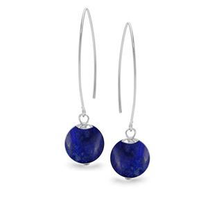 Sterling Silver Round Lapis Lazuli Bead Drop Earrings - G9086
