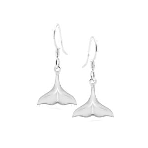 Sterling Silver Whale Tail Drop Earrings - G9091
