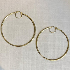 9ct Yellow Gold Large Faceted Hoop Earrings 60mm - G4957