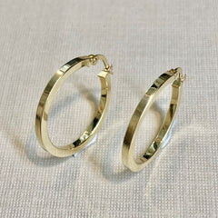 9ct Yellow Gold Flat Hoops 20mm - G5645