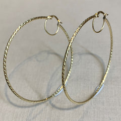 9ct Yellow Gold Faceted Large Hoop Earrings - G6543