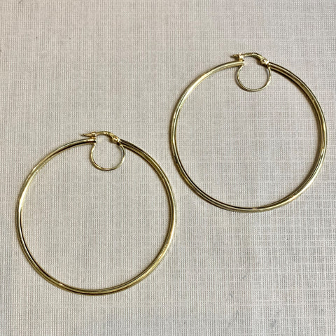 9ct Yellow Gold Faceted Large Hoops 50mm - G6544