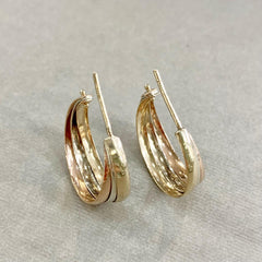 9ct 3-Tone Gold Hoop Earrings 20mm - G8929