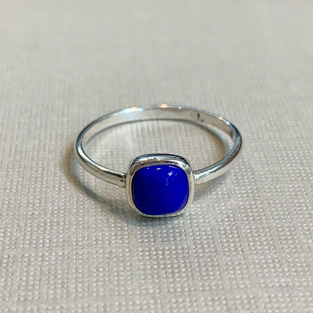 Sterling Silver Lapis Lazuli Square Ring - R2709