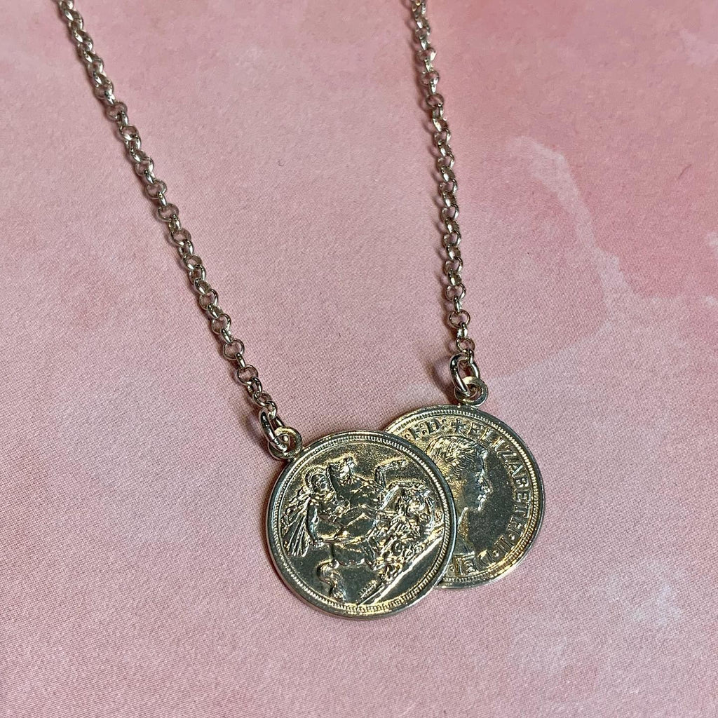 Scottish & English Double Coin Pendant & Chain In Gold Plated | Katie  Mullally | Wolf & Badger