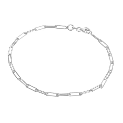 Sterling Silver Paperclip Anklet  - G9104