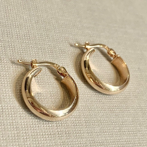 9ct Rose Gold Half-Round Hoop Earrings 12mm - G6538