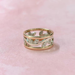 9ct Rose & White Gold Diamond Set Vine Ring  - G9015