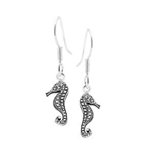 Sterling Silver Small Seahorse Earrings - G9002