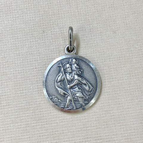 Sterling Silver Saint Christopher Round Pendant - G9052