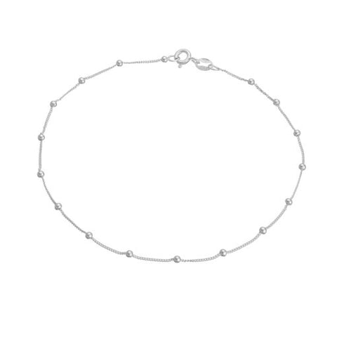 Sterling Silver Satellite Chain Anklet - G9103