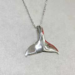 Sterling Silver Large Whale Tail Pendant - G9100