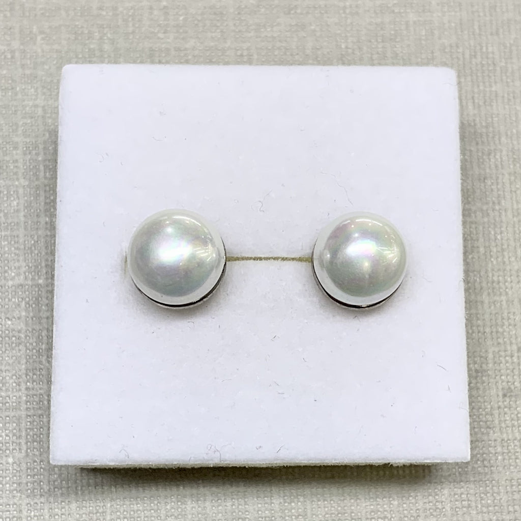 Sterling Silver Imitation White Pearl Studs - G8332