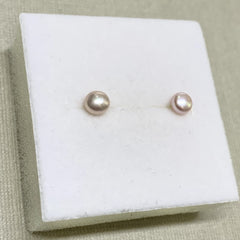 Sterling Silver Fresh Water Pink Button Pearl Studs - G8082