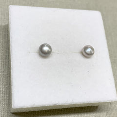 Sterling Silver Grey Fresh Water Button Pearl Studs - G8085