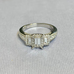 10ct White Gold Illusion Set Baguette Diamond Ring - R2849